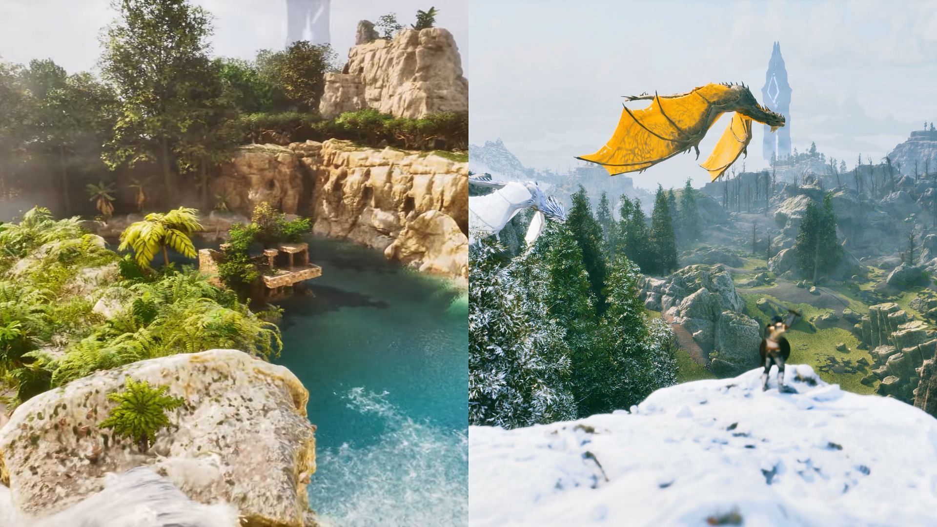 Different biomes to explore on Ragnarok (Image via Studio Wildcard)